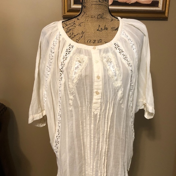 Monoreno Tops - MONORENO Pale Yellow Boho Top Size M